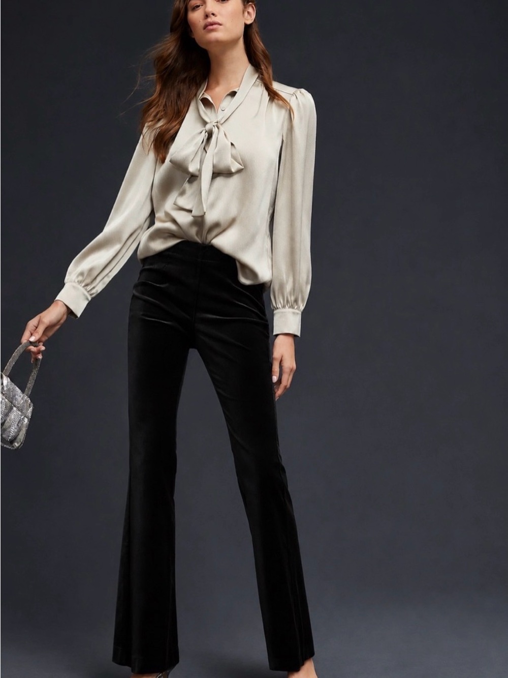 Anthropologie Black Velvet High-Rise Flare Pants - Women's